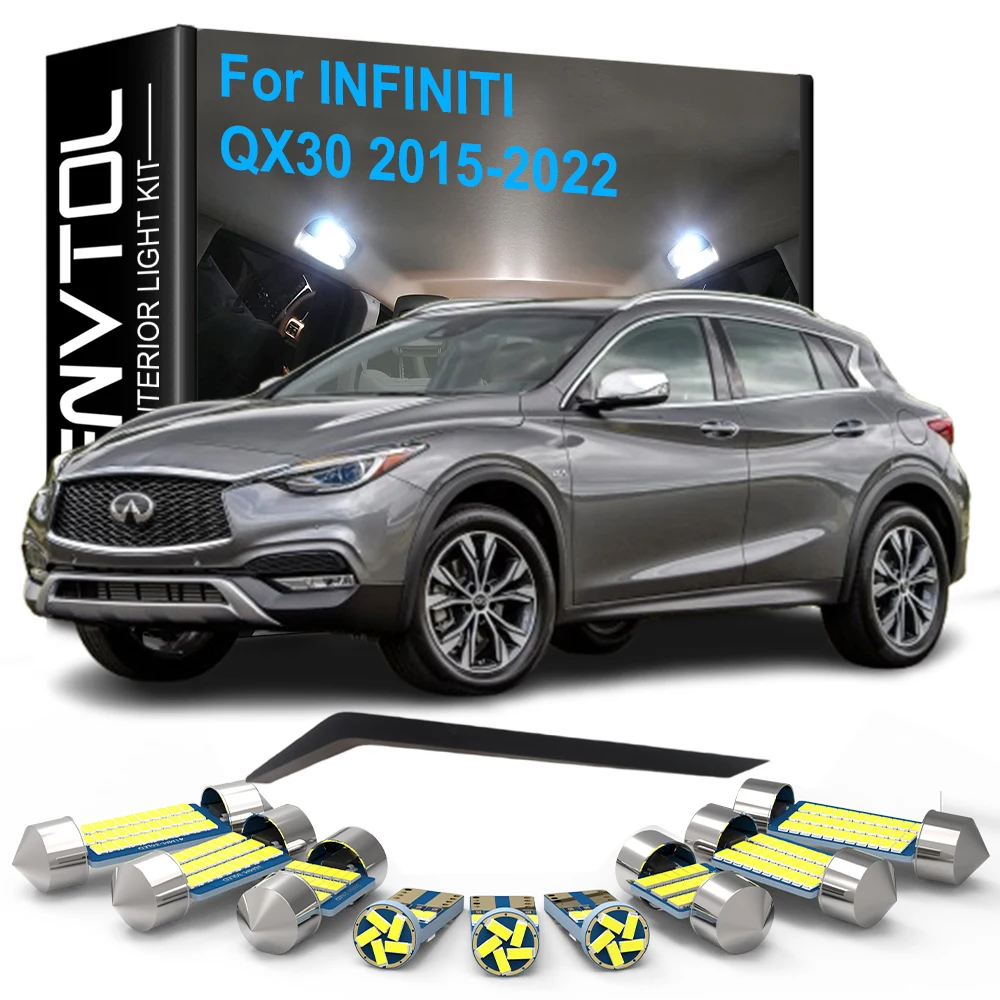 

11pcs LED Interior Lights Canbus For Infiniti QX30 2015 2016 2017 2018 2019 2020 2021 2022 Car Reading Trunk Luggage Door Lamps