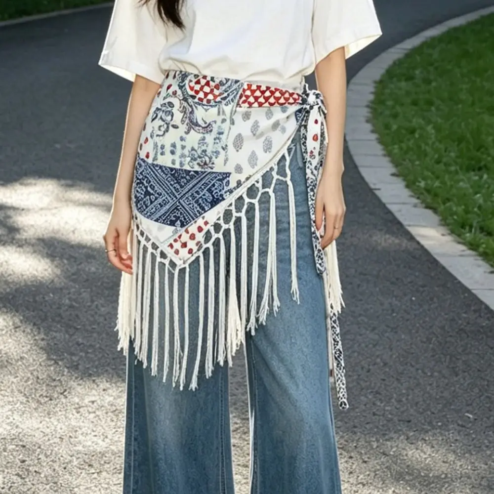 Fashion Tassels Fringe Waist Belt Exquisite Embroidery Dance Hip Scarf Ethnic Retro Corset Belt for Women