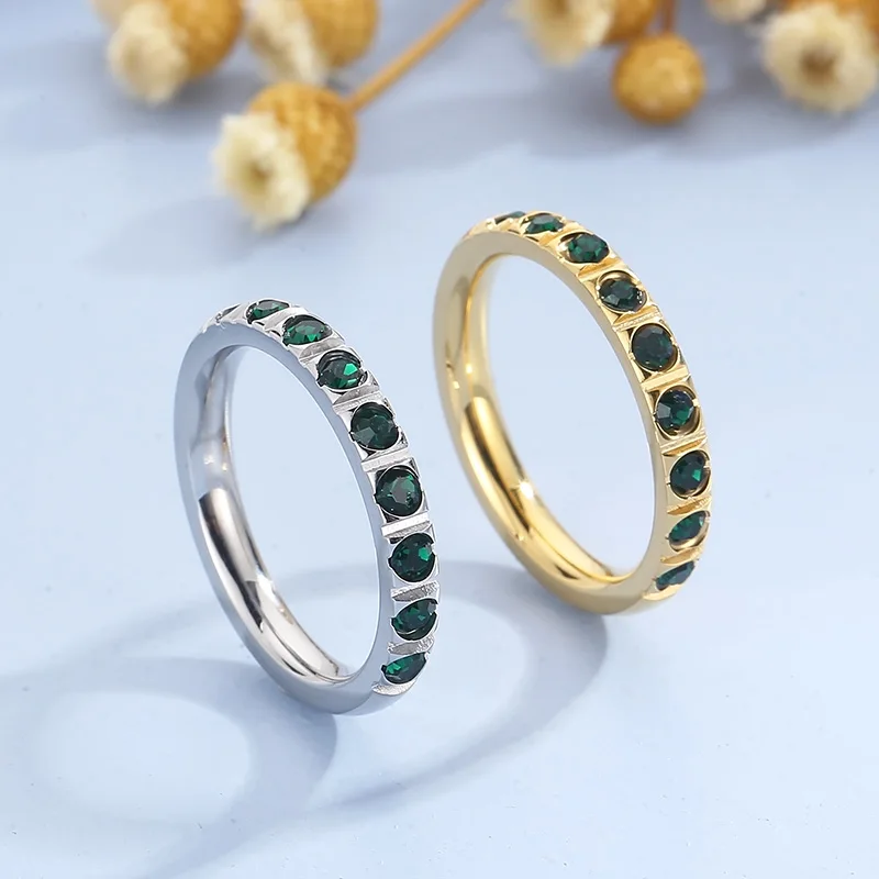 Trendy Stainless Steel Rings For Women Mini Heart Cuban Zircon Multiple Color Wedding Bands Finger Mujer Rings Jewelry Wholesale