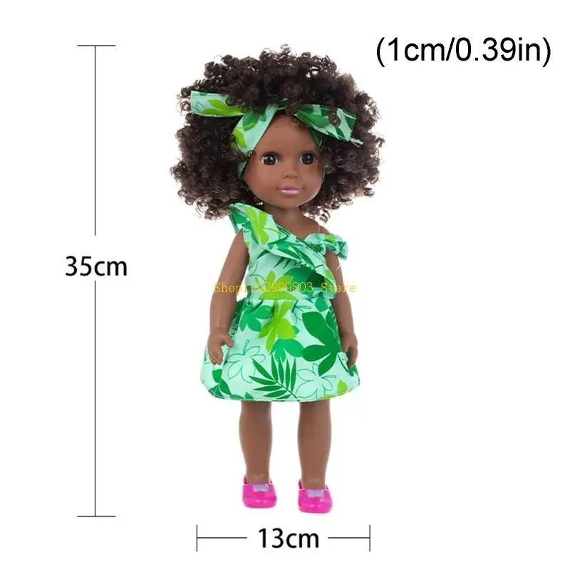 35 سنتيمتر نابض بالحياة تولد من جديد بيبي بوي فتاة للدمية الأمريكية الأفريقية الوليد طفل واقعية الجلد الأسود لينة الفينيل لدمية #6