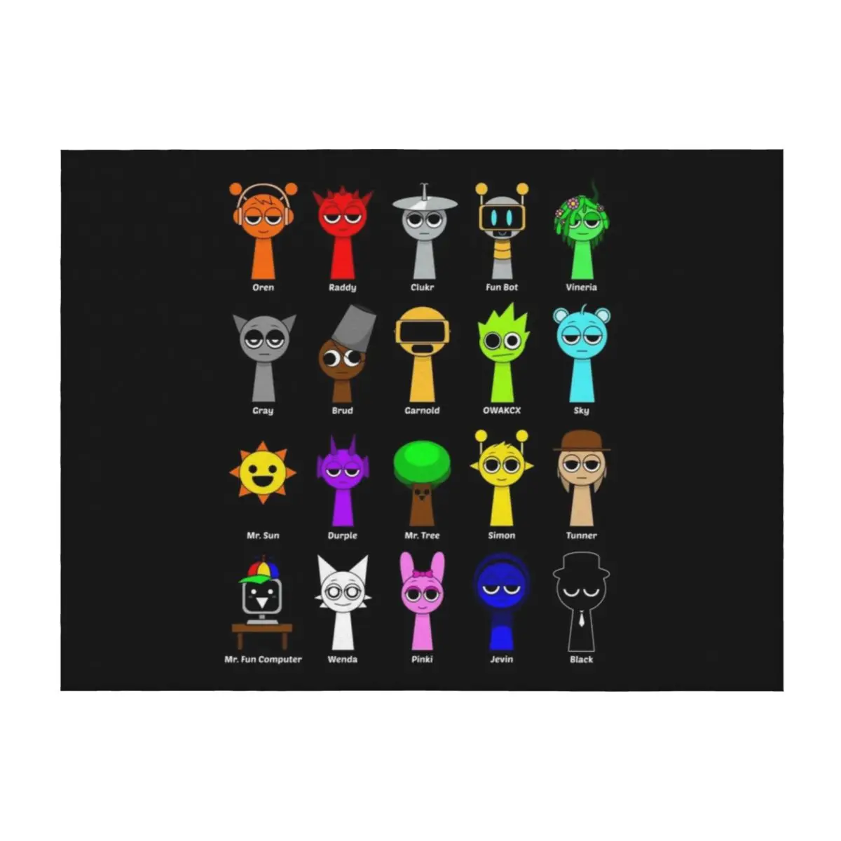 

All my Sprunki game toys Throw Blanket Picnic Bed Fashionable decorative For Sofa Thin Blankets