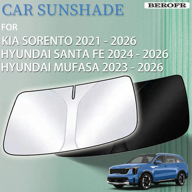Car Windshield Sunshade For Kia Sorento MQ4 Hyundai Santa Fe MX5 5 Mufasa Accessories Front Window Sun Protector Interior Parts