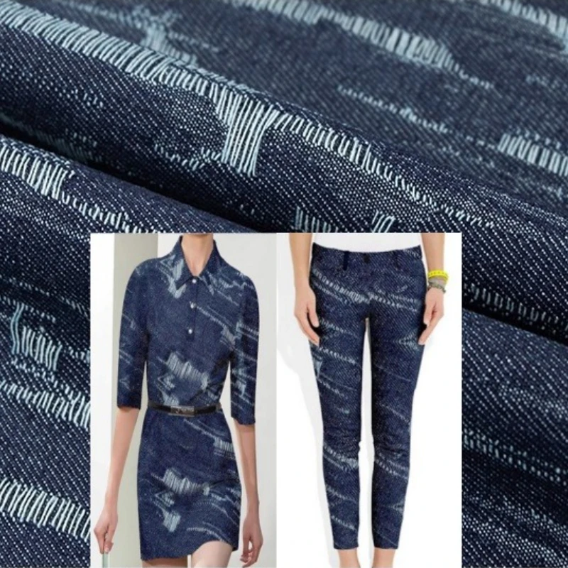 

Жаккардовая джинсовая ткань из чистого хлопка, утолщенная стираная текстура водопада, одежда, классические брюки, рубашка, шляпа, украшение, дизайн, ткань «сделай сам»