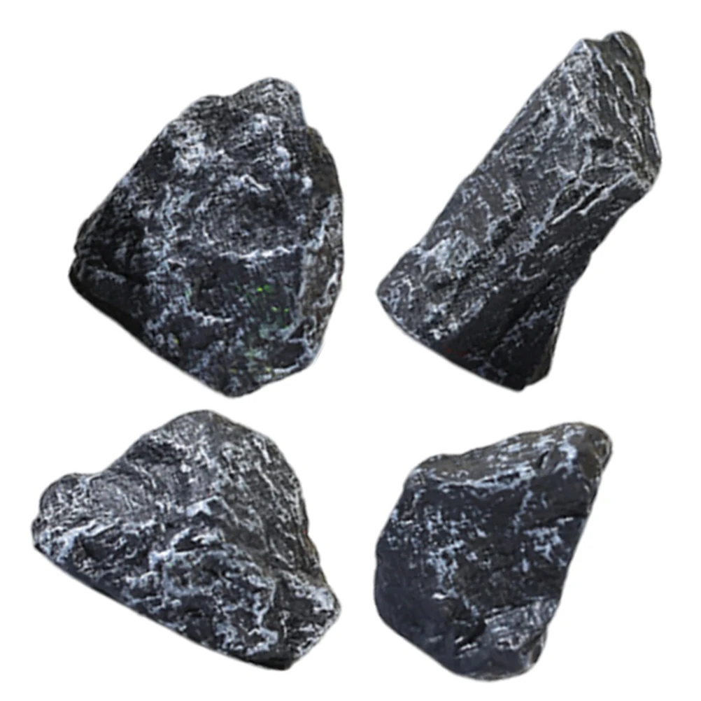 

4 Pcs Simulated Rockery Ornaments Indoor Bonsai Adornment Chinese Style Fake Synthetic Resin Garden Mini Stone
