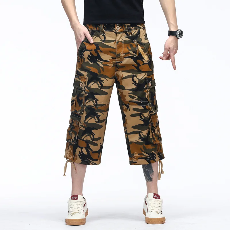 

2024 New Summer Casual Shorts Mens Straight Solid Sports Shorts Men Joggers Cargo Gaucho Fashion Cotton Knee Sweatpants Trousers