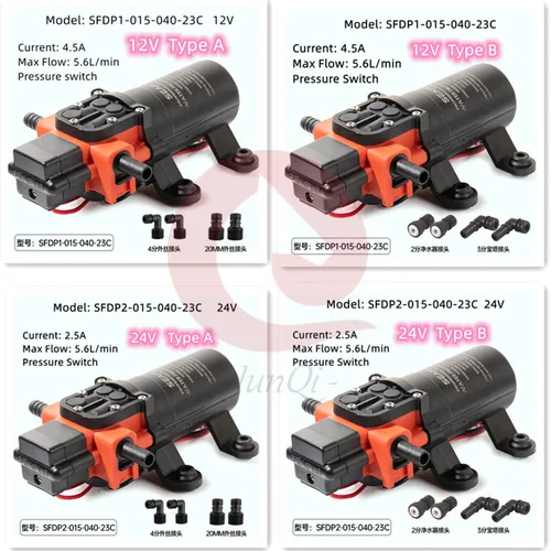 Bomba de diafragma de agua marina automática Seaflo serie 23C 1,5 GPM/40PSI 12V 24V yate autocebante para barco, caravana RV de alta presión