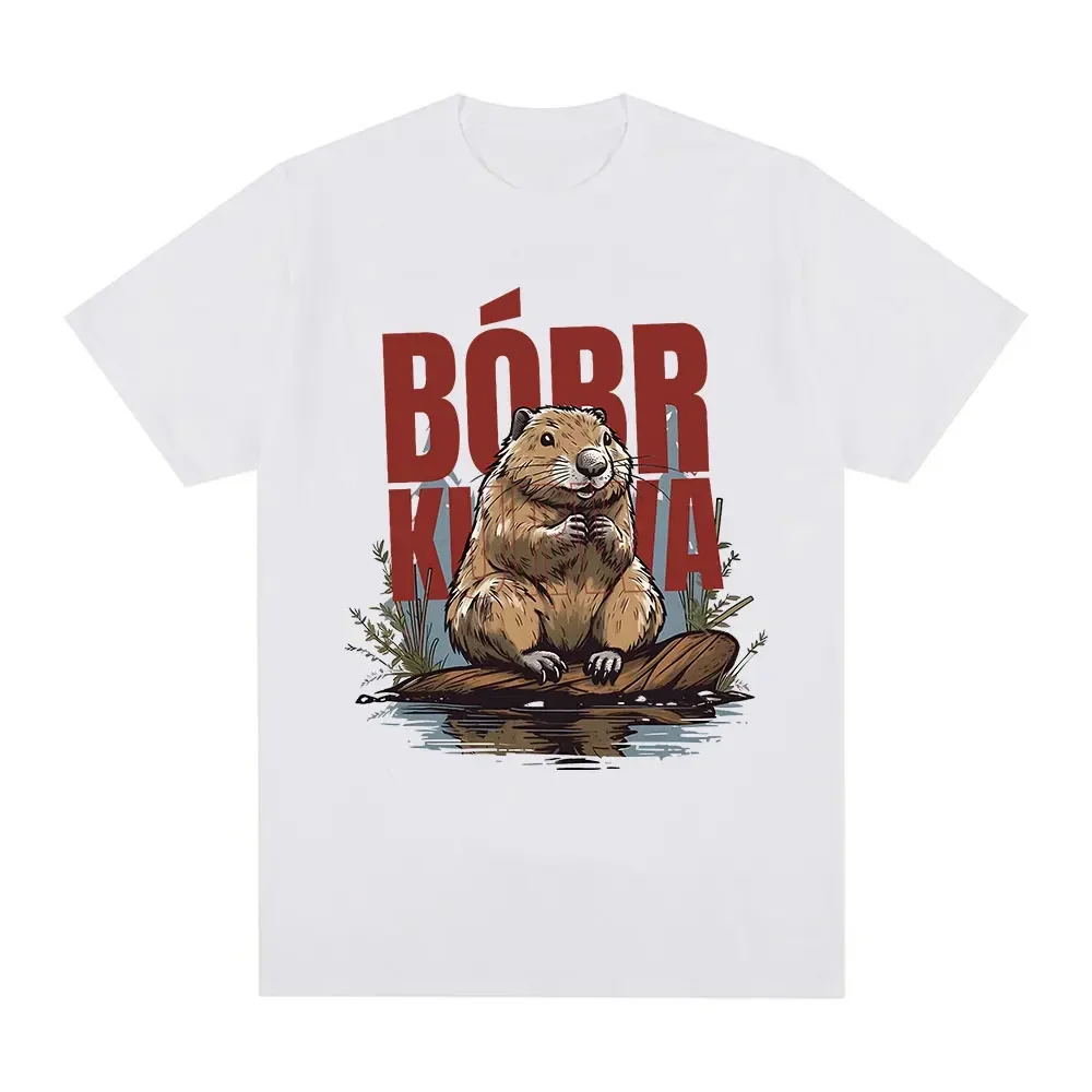 Bober Kurwa Bobr Printed T-shirt Lady, Fun Beaver Print T-shirt Meme, casual style, loose short sleeve T-shirt, streetwear