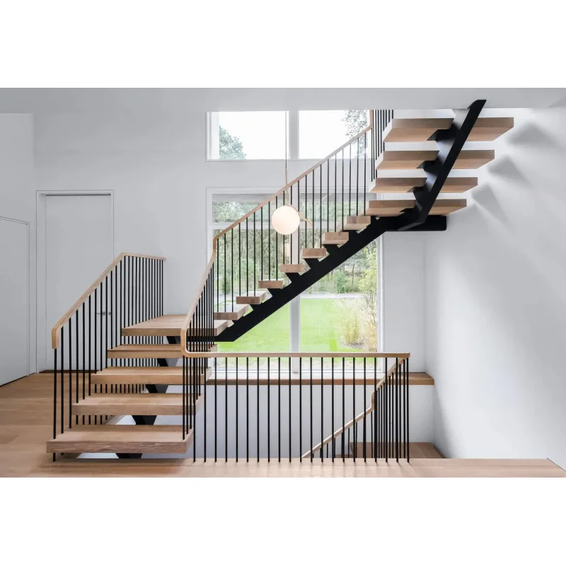 custom.CBMmart Australian/Canadian Standard Staircase Modern Interior Staircase with Wooden Steps Indoor Stairs