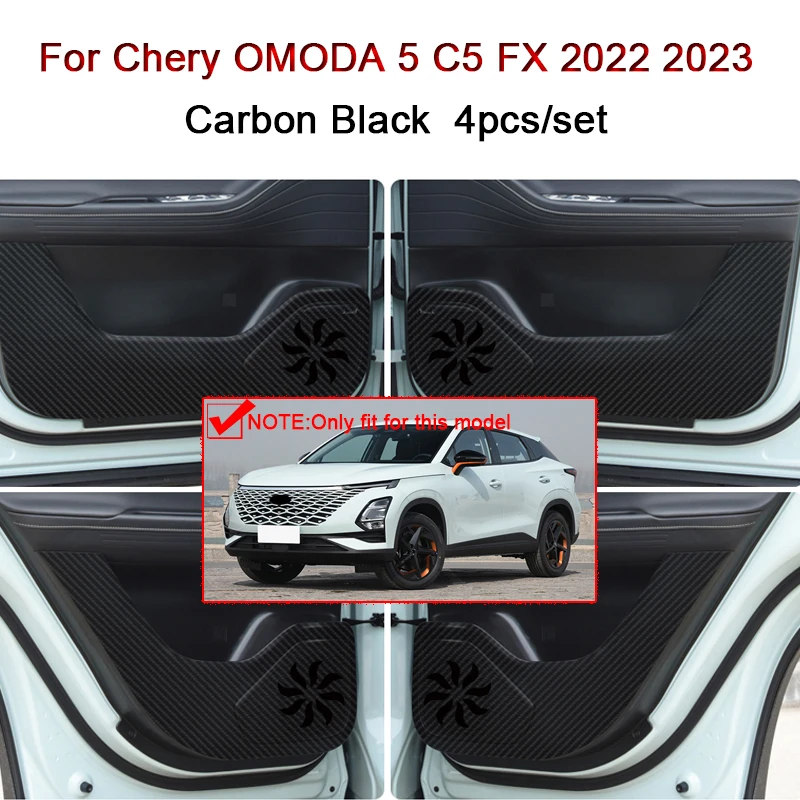 

For Chery OMODA 5 C5 FX 2022 2023 Car Door Anti Kick Pad Carbon Fiber Leather Texture Anti Dirt Protective Sticker Accessories