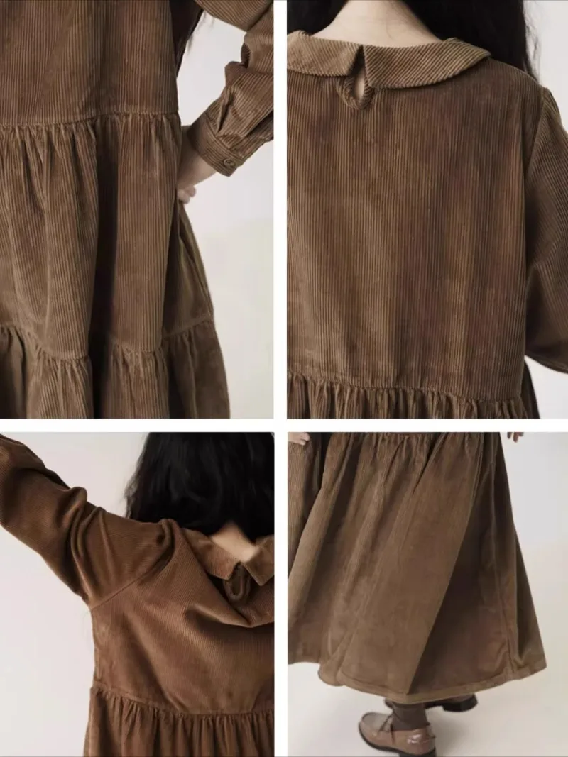 الخريف الشتاء سروال قصير فستان المرأة فساتين غير رسمية موضة أنثى Vestidos طويلة الأكمام خمر ألف خط فستان فساتين حريمي