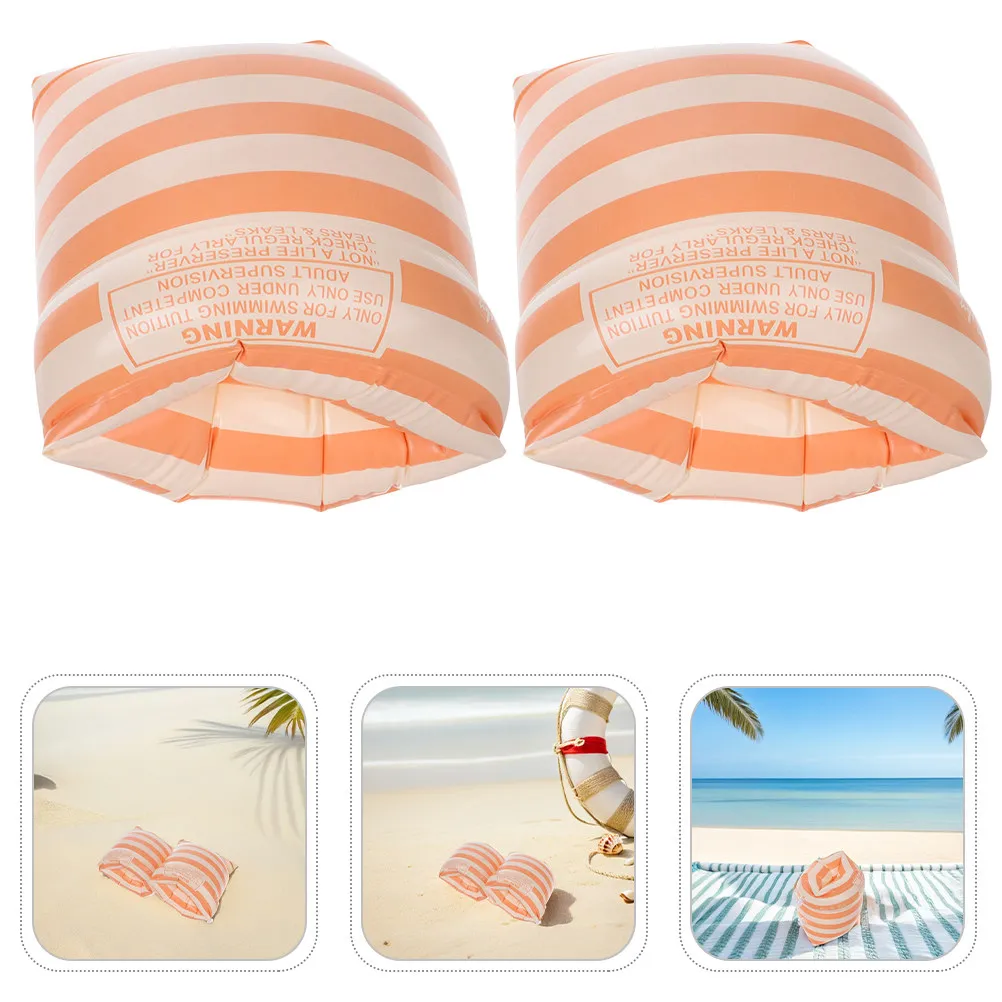 2Pairs Adult Inflatable Arm Floaties PVC Swimming Armbands Dual Chamber Anti Slip Texture Pool Beach Swim Practice Buoyant Float