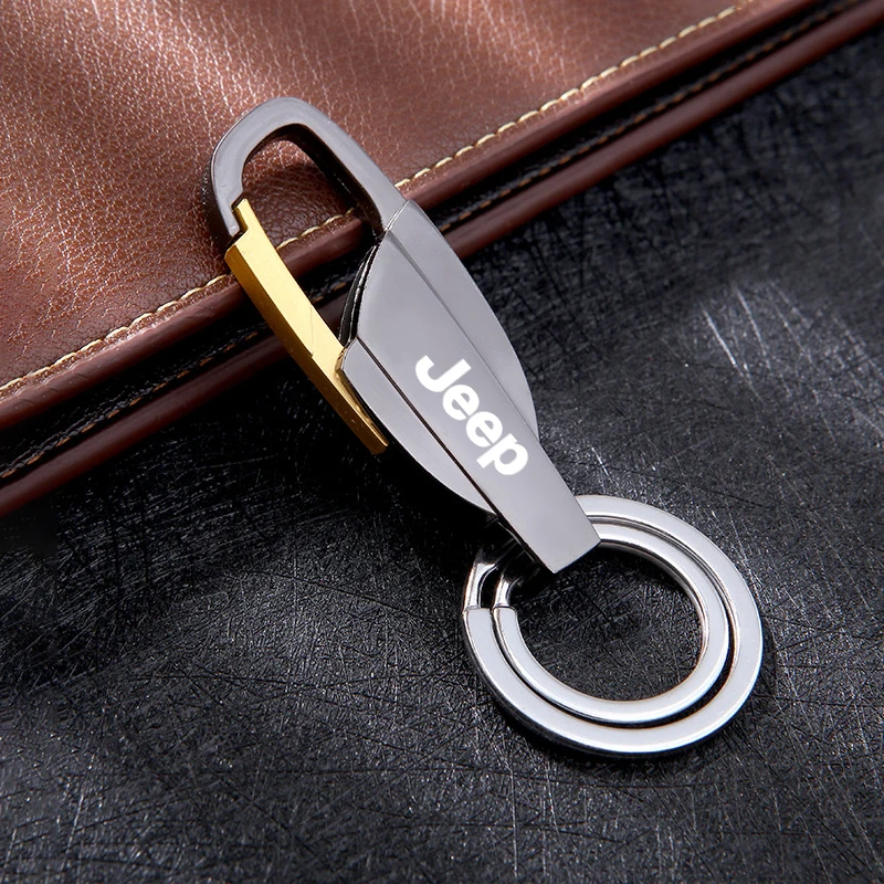 Zinc Alloy Car Key Chain Anti-Lost Keychain With KeyRing For Jeep Grand Cherokee Wrangler JK Gladiator Compass Renegade Patriot