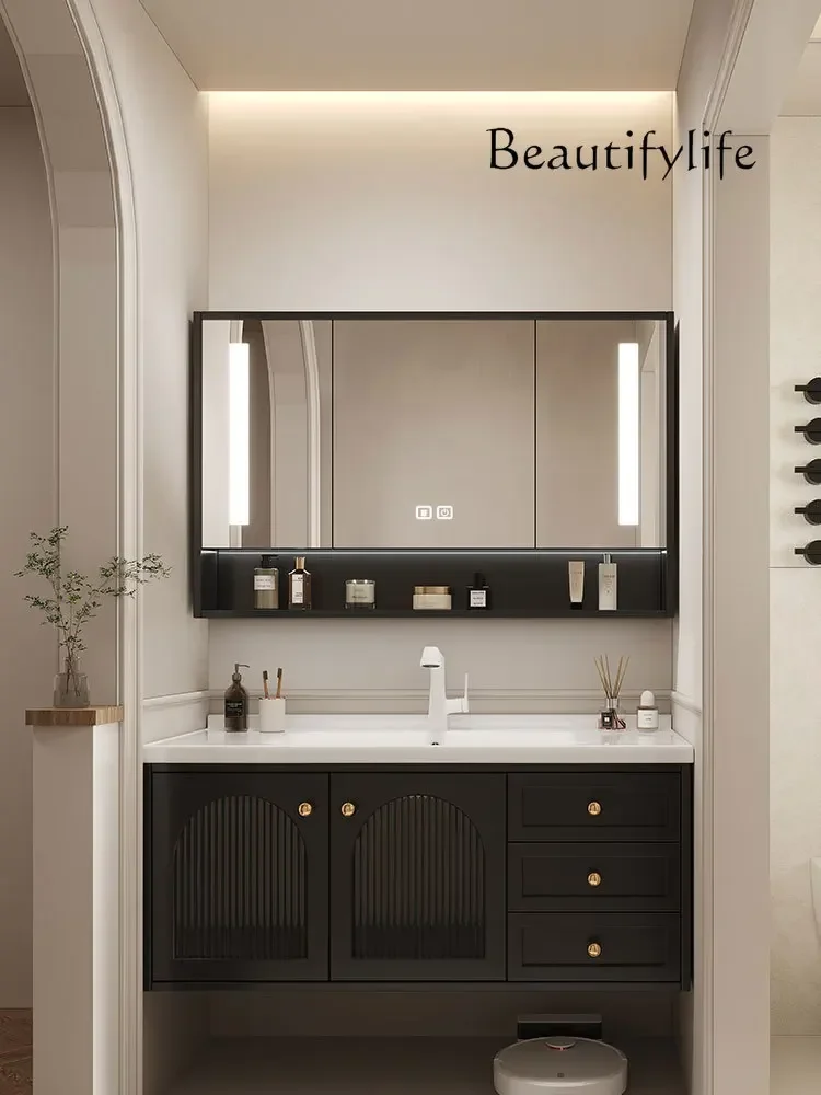 

French oak bathroom cabinet combination hand wash basin ceramic integrated