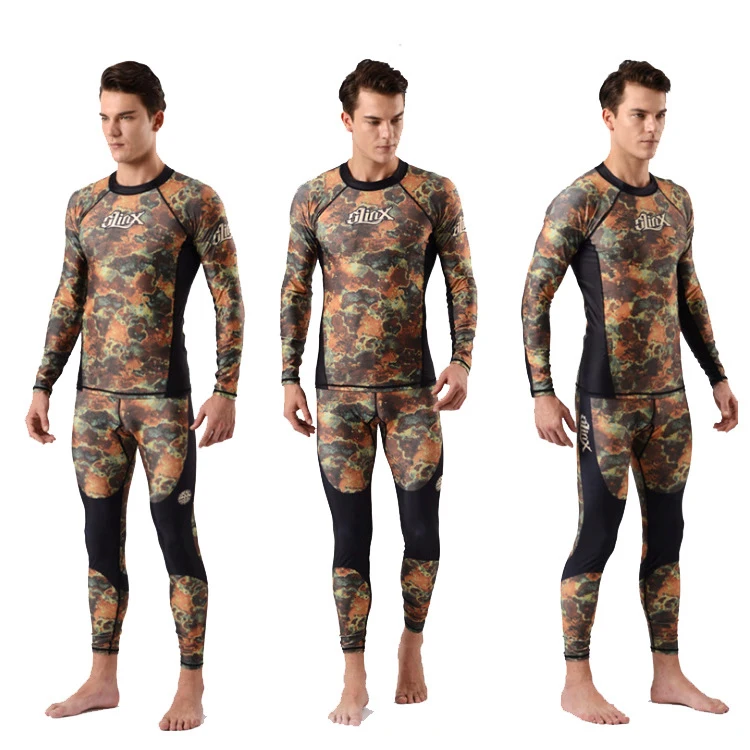 

Slinx Mens Rash Guard Suit Shirt Spearfishing Lycra Diving Camo Rashguard Surf Shirts Beach Swim UV Protection