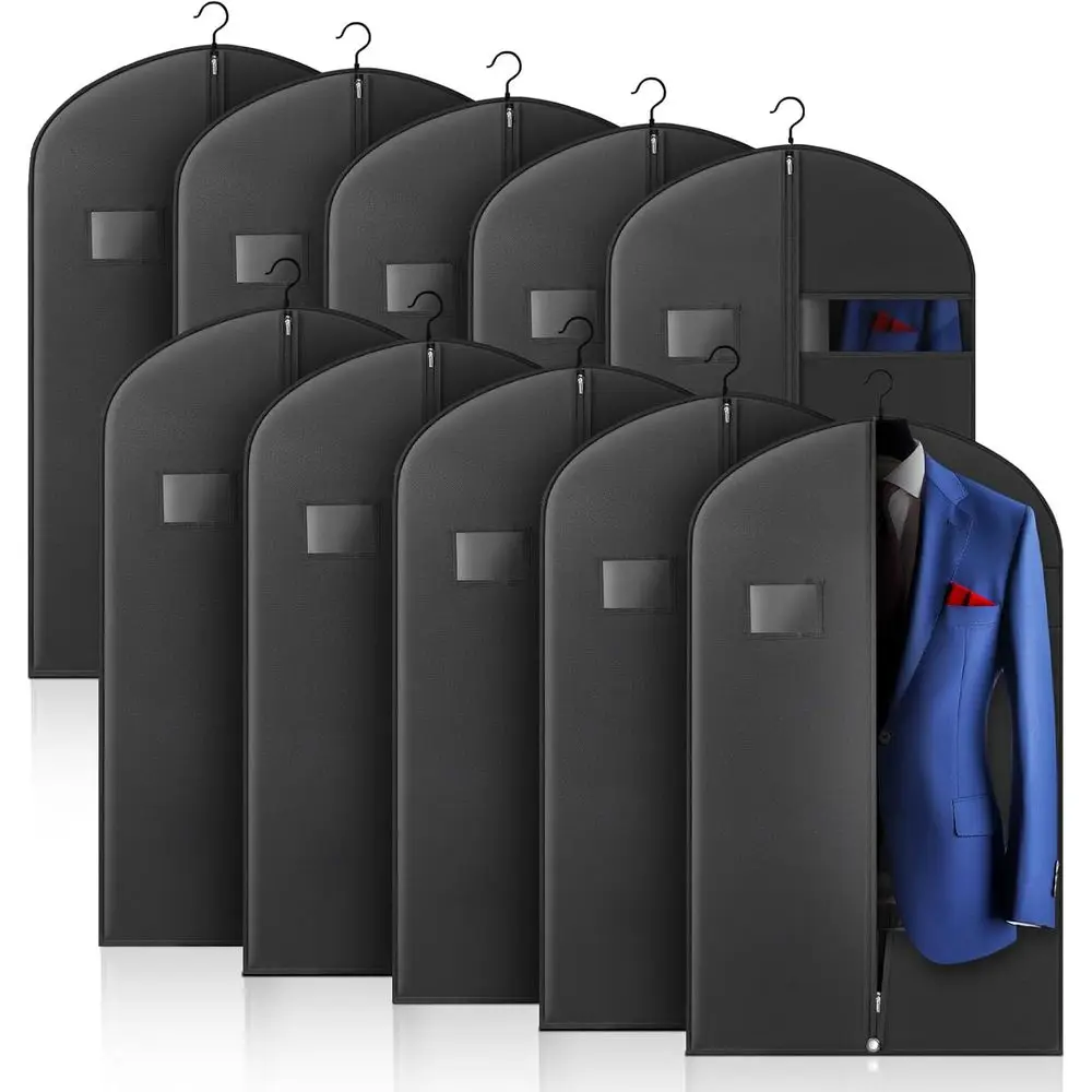 

40 дорожных сумок для одежды — 10 шт., подвесные чехлы для одежды на молнии с прозрачным окном, черные