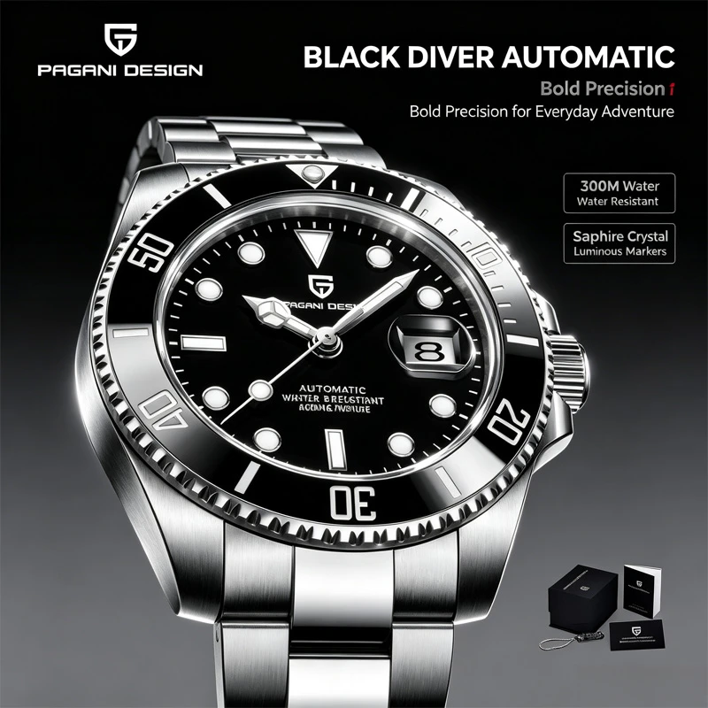 PAGANI DESIGN Men Automatic Mechanical Watch Miyota 8215 Movement Sapphire Crystal 40mm Stainless Steel Waterproof Wristwatch