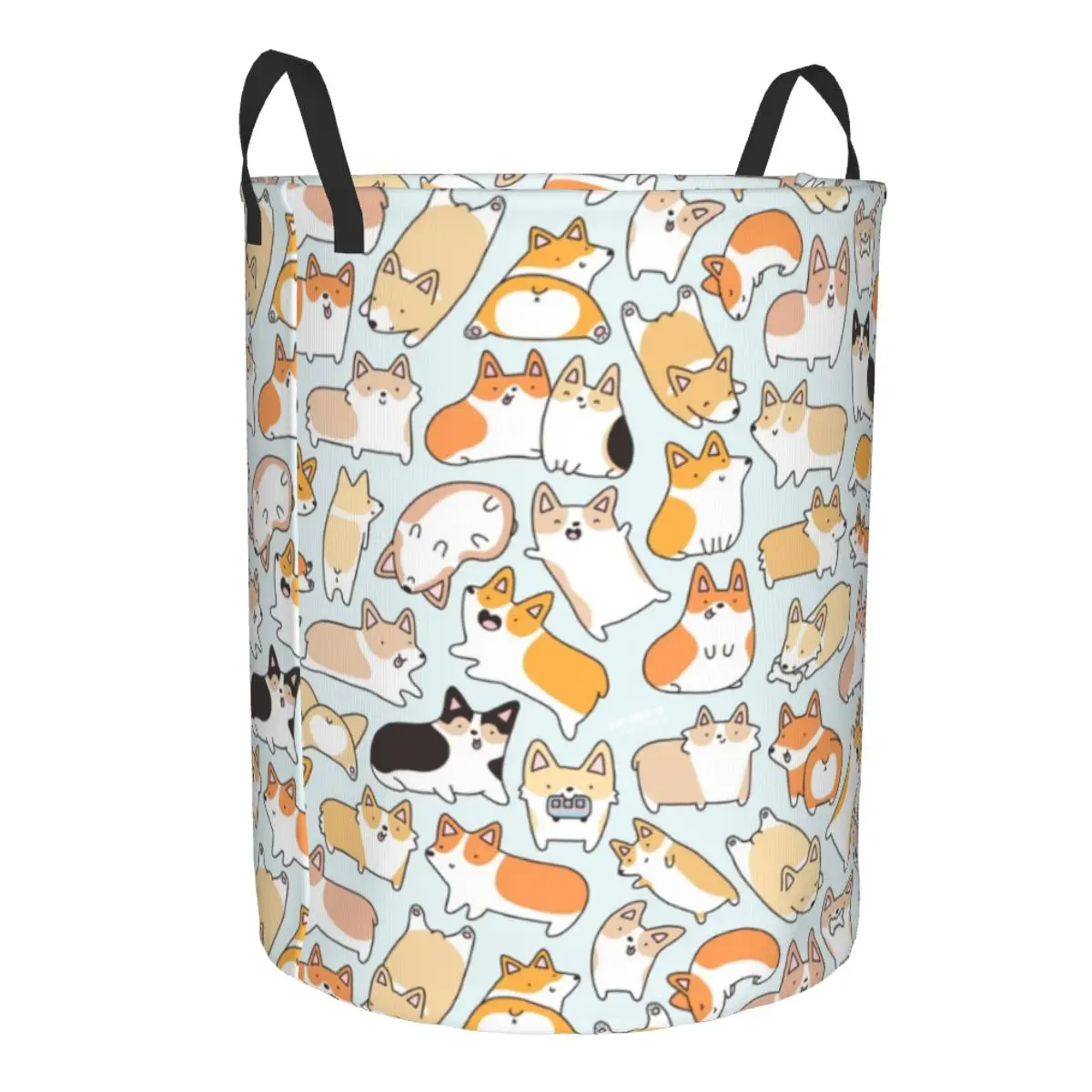 Custom Corgi Doodled Laundry Hamper Large Storage Basket Welsh Corgis Dog Kids Nursery Toy Organizer