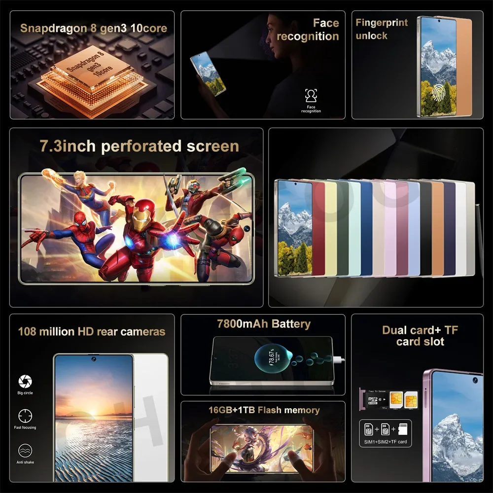 هاتف ذكي S + 25 Ultra جديد 2025 أصلي 7.3HD هاتف محمول Snapdragon 8 Gen3 Android 14 هواتف محمولة 4G 5G هواتف محمولة بشريحتين #2