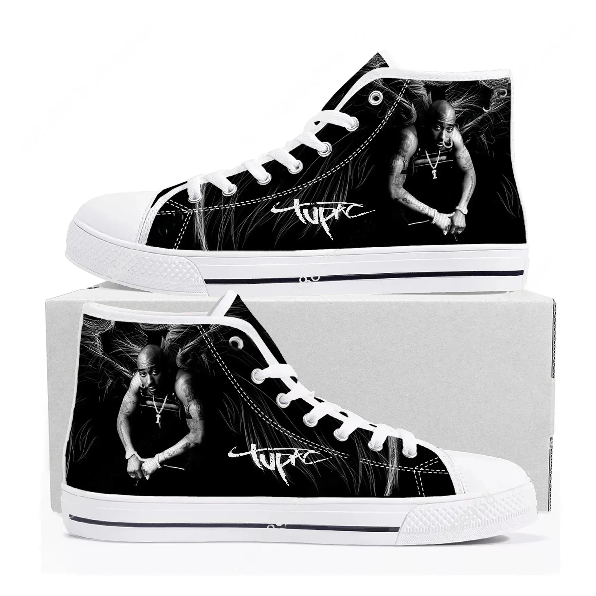 

Rap 2Pac Tupac High Top High Quality Sneakers Mens Womens Teenager Canvas Sneaker All Eyez on Me Casual Couple Shoes Custom Shoe