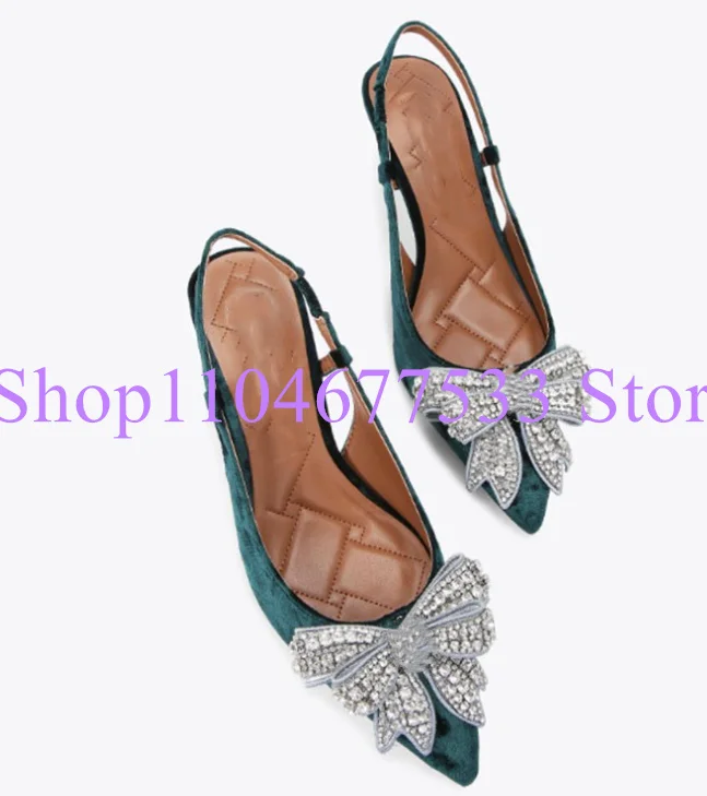 

New Green Color Butterfly-knot Lady Sandals Fashion Thin Heel Slingback Woman Pumps Sexy Female Dress Party High Heels Shoes