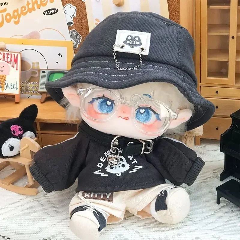 Conjunto Kawaii Cool Handsome Boy Hoodie Hat, No Atttribute Demon Cat, Boneca de Pelúcia, Trocar Roupas, Roupa Cosplay, Presente de Natal, 20cm