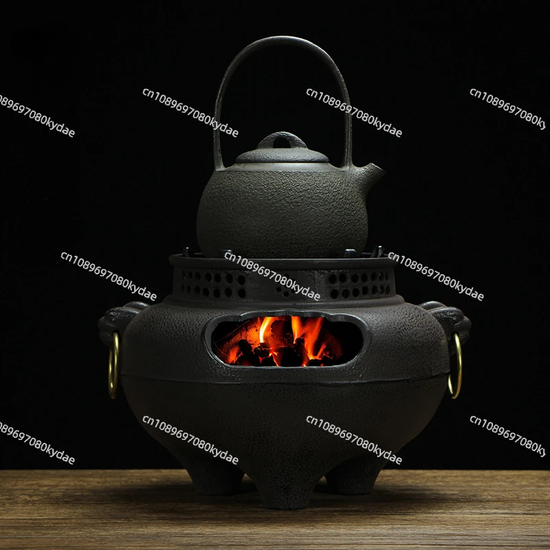 Old Charcoal Stove Household Indoor Iron Kettle Iron Pot Tea-Boiling Stove Large Charcoal Stove Cast Iron Roasting