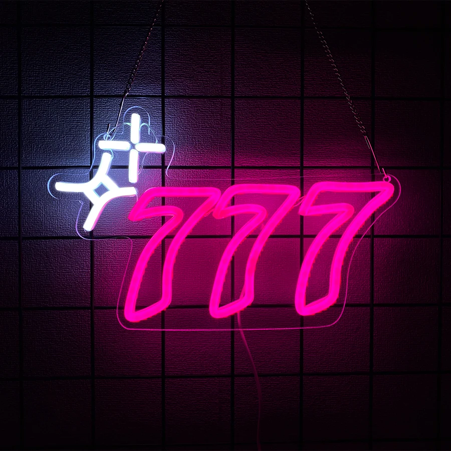 777 Entertainment Led Neon Sign, Used For Wall Decor, Bars, Clubs, Entertainment Places, Man Caves, Game Room Wall Lamps.