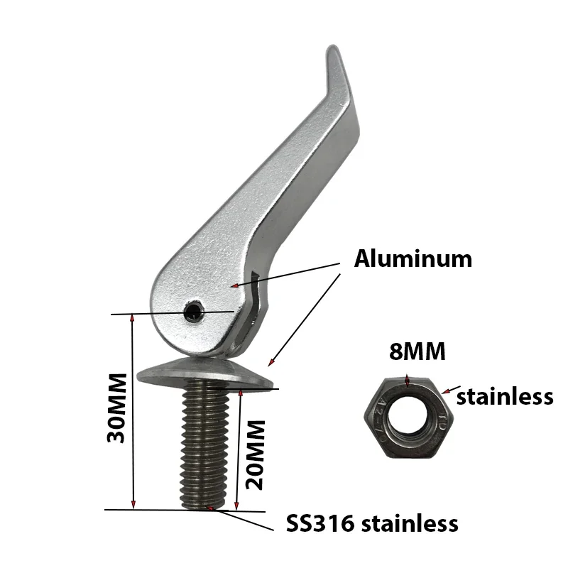 MAXFORD Stainless Quick Release M8 Anti Rust Outdoor Cam Lever Eccentrics Aluminum Solar Plate Fix Bolt Screw SS316 Parts