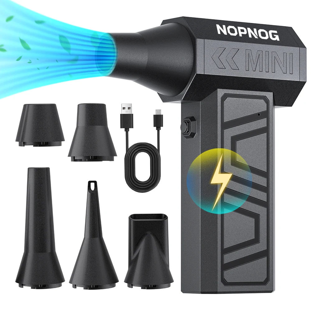 أداة تنظيف منفاخ توربو مروحة نفاثة تهب الثلج 5 فوهات مخرج منفضة هواء كهربائية مروحة سيارة 130000 دورة في الدقيقة شحن محمول من النوع C #2