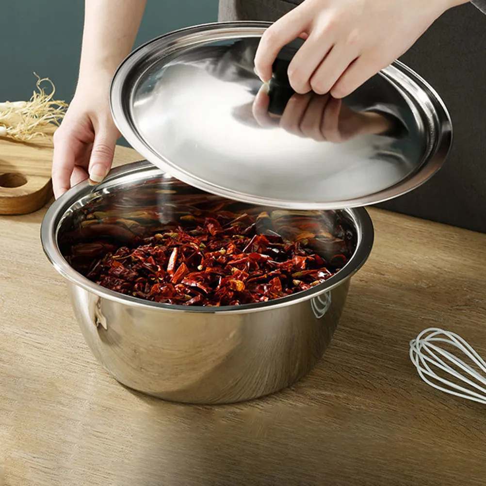 Stainless Steel Basin Deep Multi-Function Food Cooking Bowl Baking Mixing Salad Soup Dough Beating Egg Bowl Food Cooking Basin
