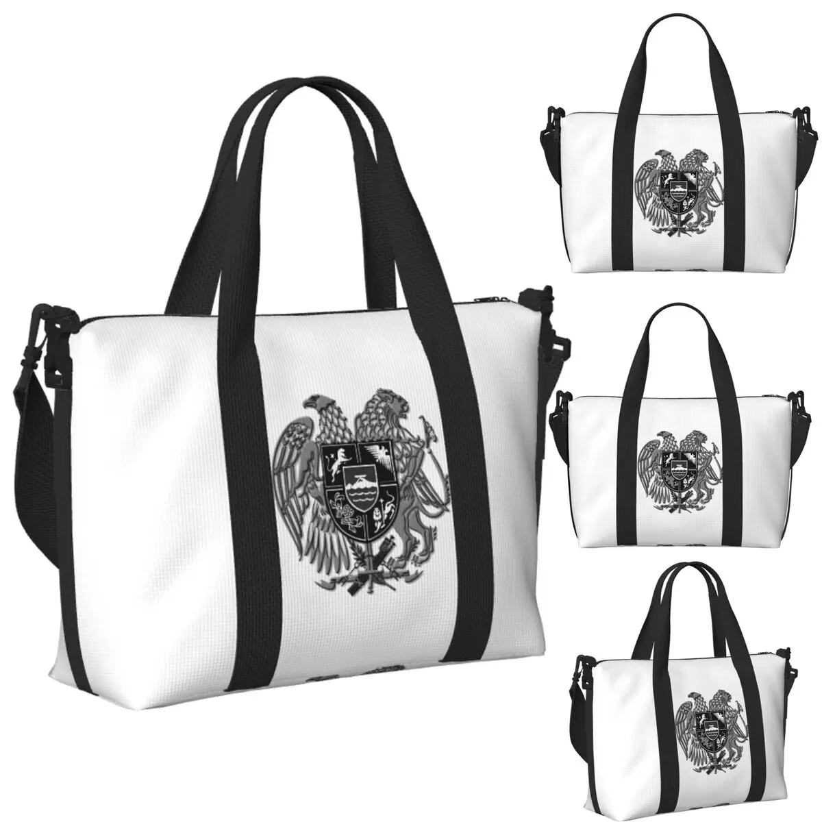 

Custom Armenia Coat Of Arms Outfits Beach Travel Bag Large Capacity Tote Bags for Gym Yoga Women Shopping Duffle Shoulder Bag