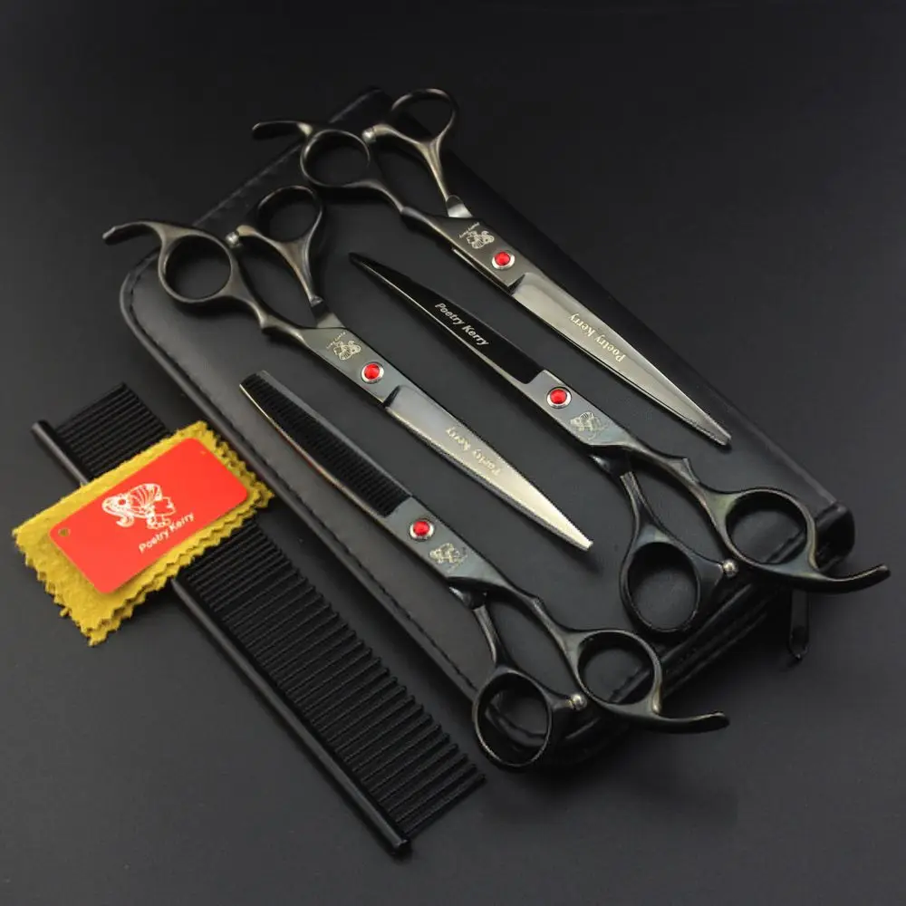 

Poetry Kerry 7.0 Inch Professional Pet Scissors Kit for Dog Grooming High Quality Straight & Thinning & Curved Scissors Set