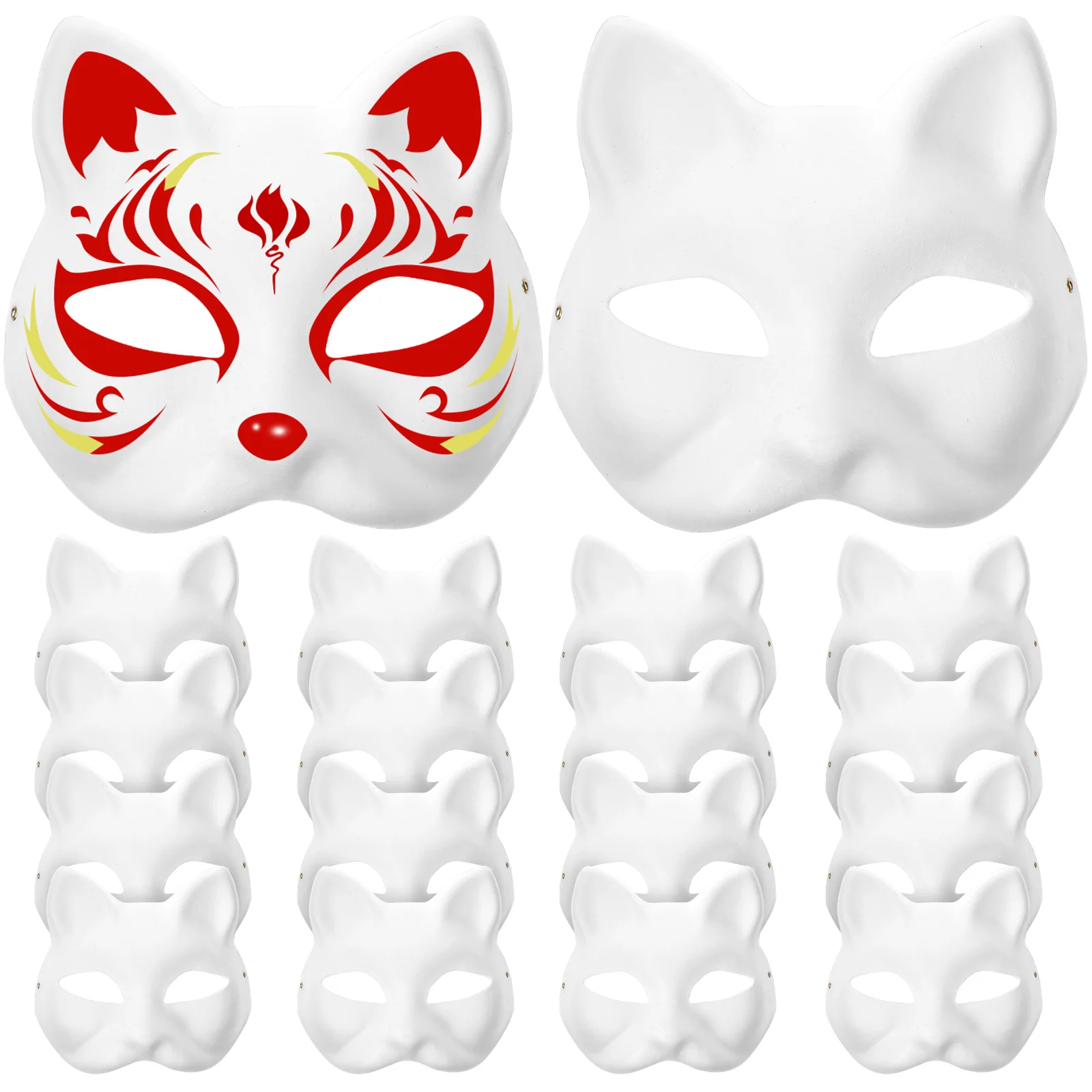 20 Pcs Blank Hand Drawn Mask White Cat DIY for Cosplay Masks Kids Masquerade Women Painting Prop Toys