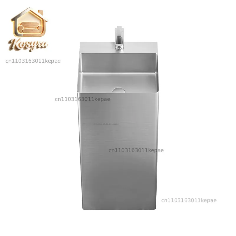 

304 stainless steel column type washbasin outdoor integrated floor type washbasin household balcony square column basin