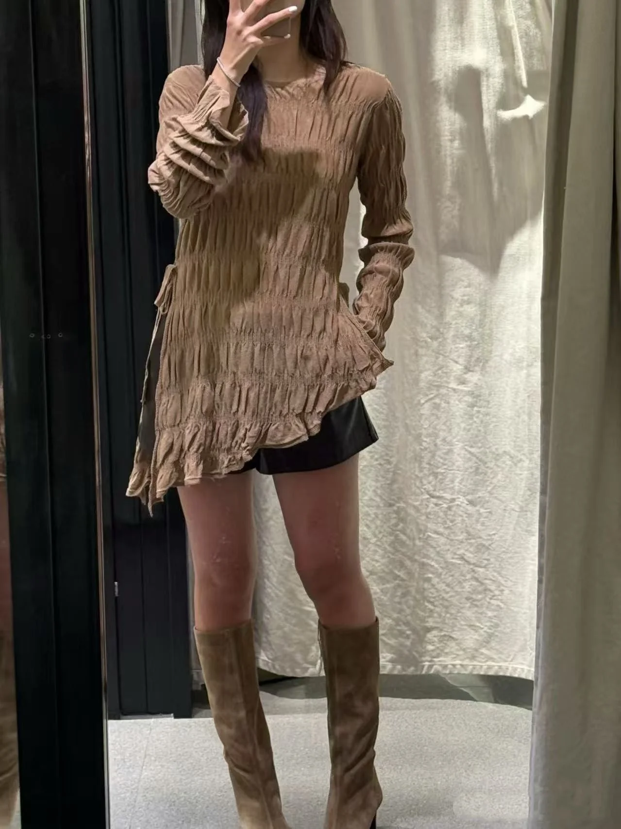 

Faionable Slim Fit вязаный длинный круглый топ со светом Ne с поясом для женщин, Новое поступление, осень 2021, смесь вискозы из полиэстера