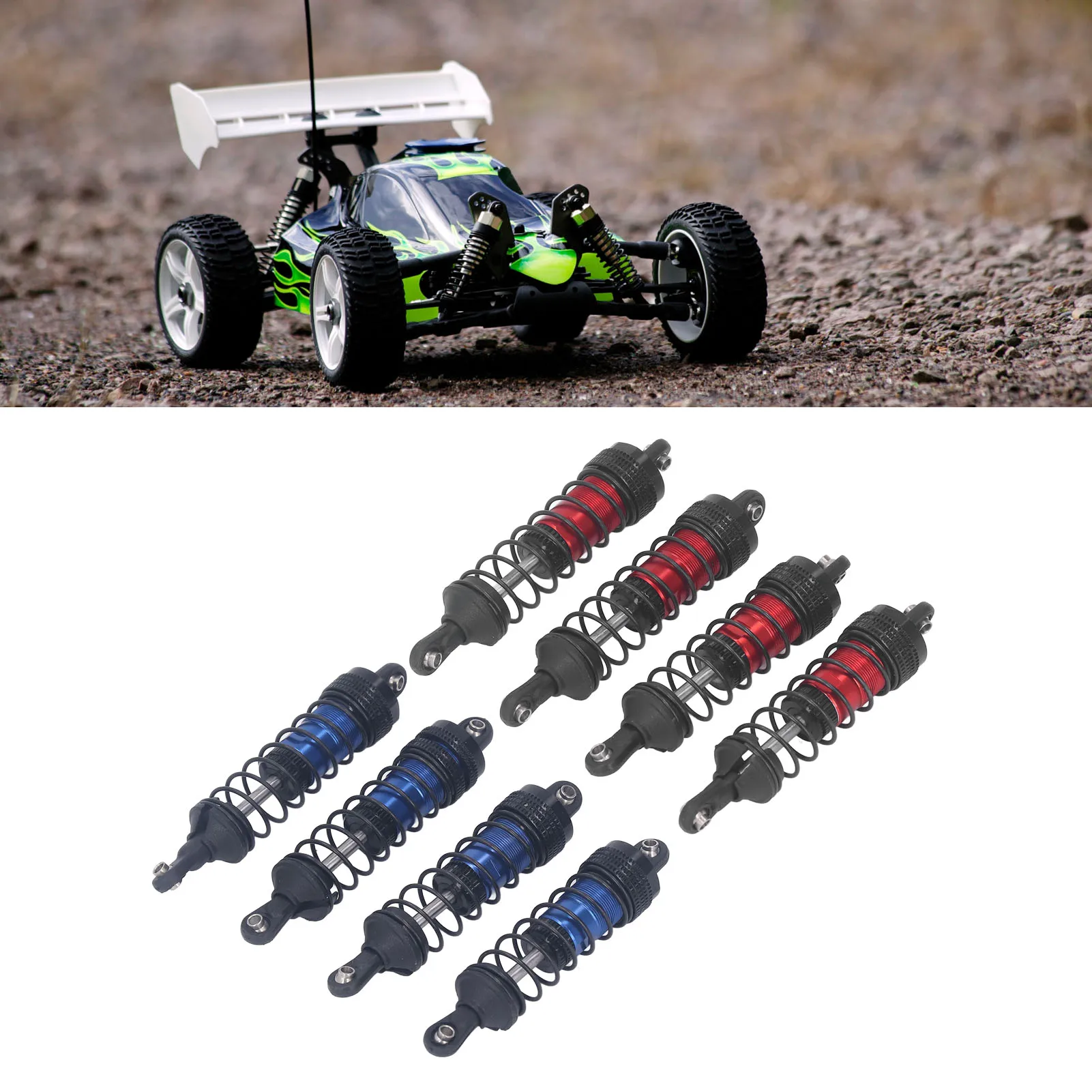 

RC Car Shock Absorber Aluminum Alloy Shock Absorber Antiwear Light High Elasticity Vibrant Color for 1/14 1/16 RC Car
