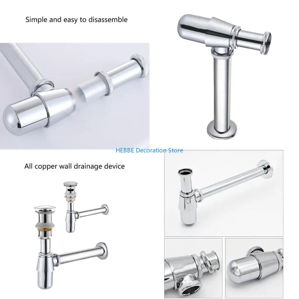 

B0KC Bathroom Sink Trap with Adjustable Length Odor Prevention Round Outlet Trap Metal for Most Basins Elegant Appearance