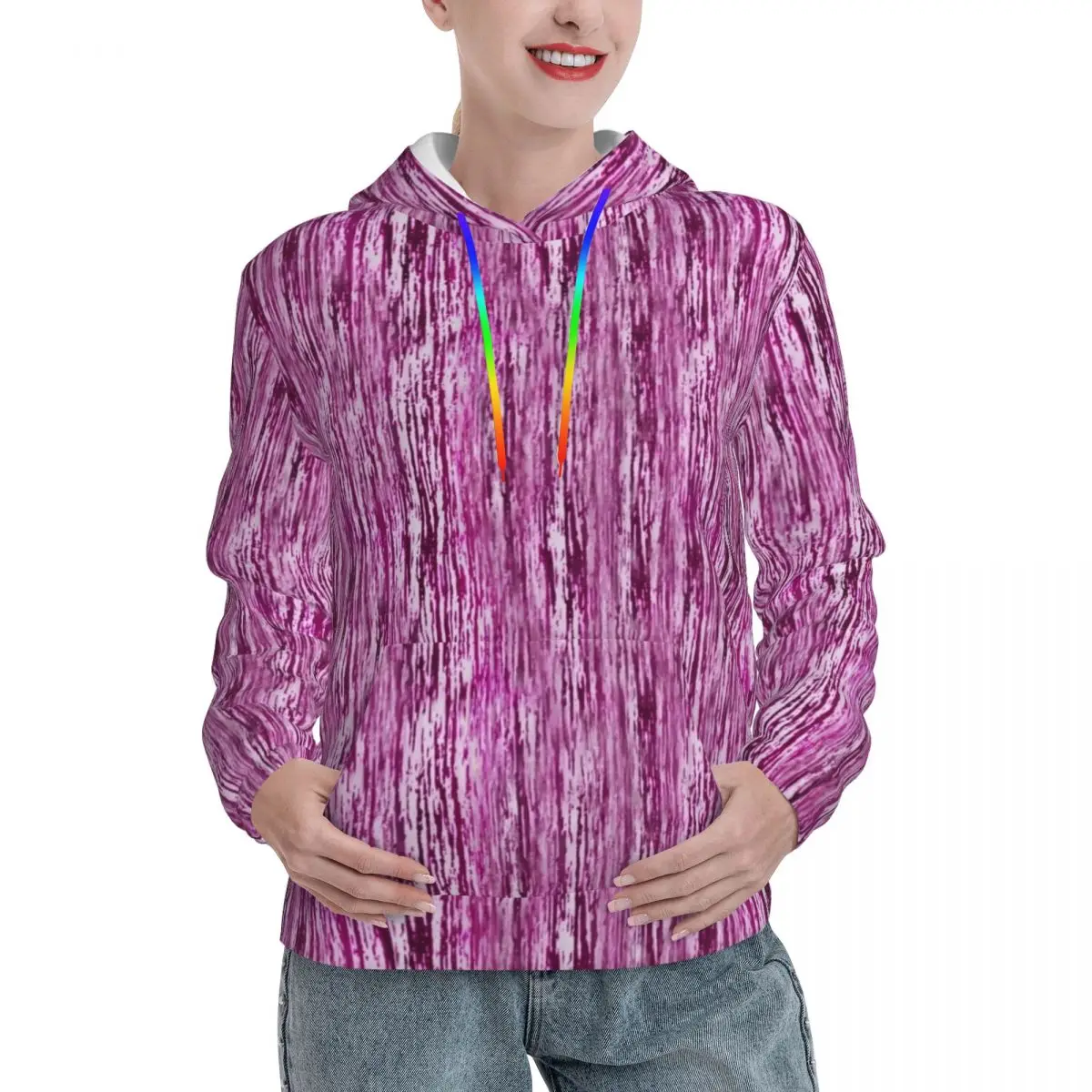 

Pink Tie Dye Casual Hoodies Abstract Print Modern Hooded Sweatshirts Winter Long Sleeve Street Style Oversize Pullover Hoodie