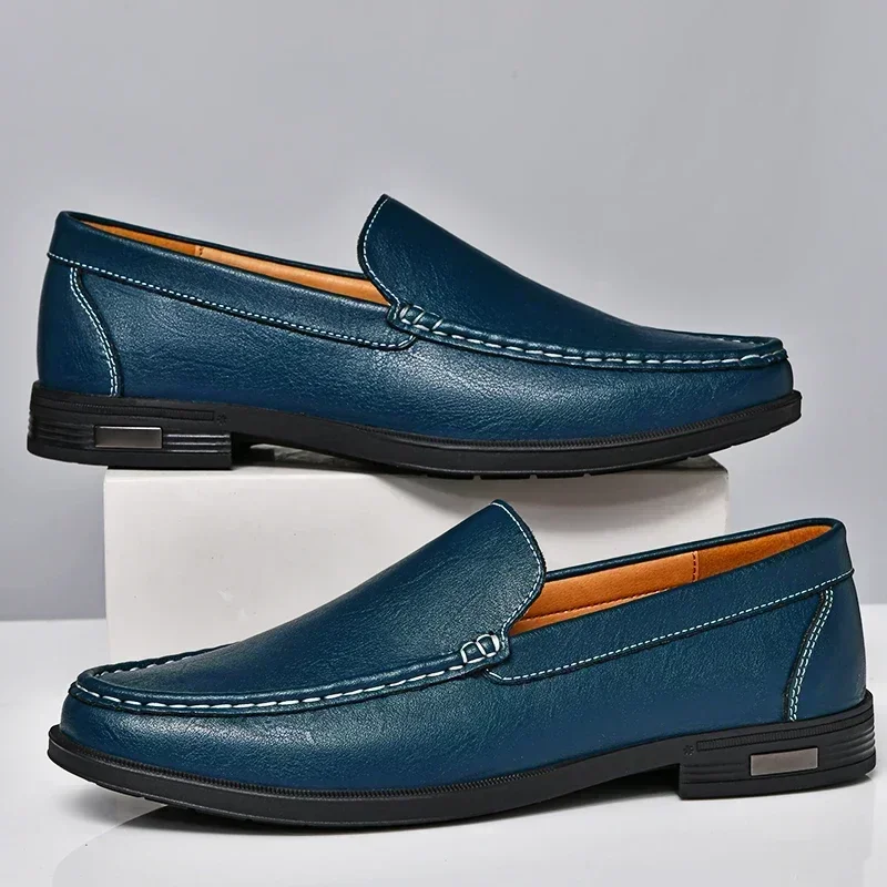 Genuine Leather Men Footwear Slip on Office Man Formal Shoes Wedding Party Men Dress Shoes Breath Driving Lazy Loafers Moccasins