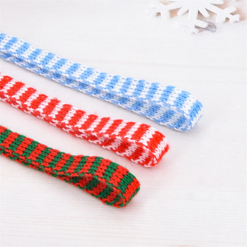 Christmas Red Green Knitting Polyester Ribbon For Mini Doll Scarf DIY Crafts Xmas Tree Wine Bottle Gift Packaging Decoration