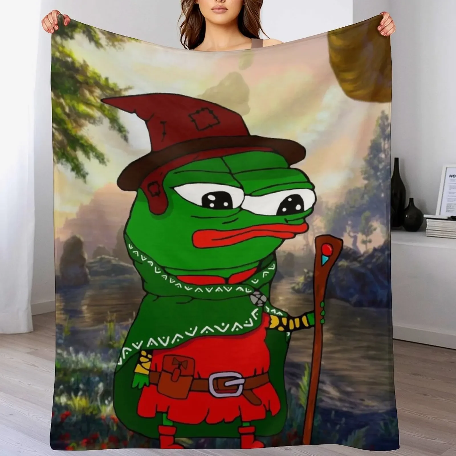 

Wizard Pepe Sorcerer Apu Throw Blanket Cozy Light Blanket for Travel Camping Picnic