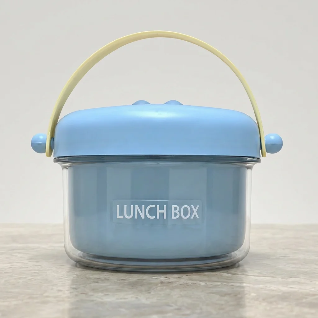 Bento Lunch Box Ceramic Insulated Food Container Leakproof Round Storage Bowl for Office School Picnic Durable Portable