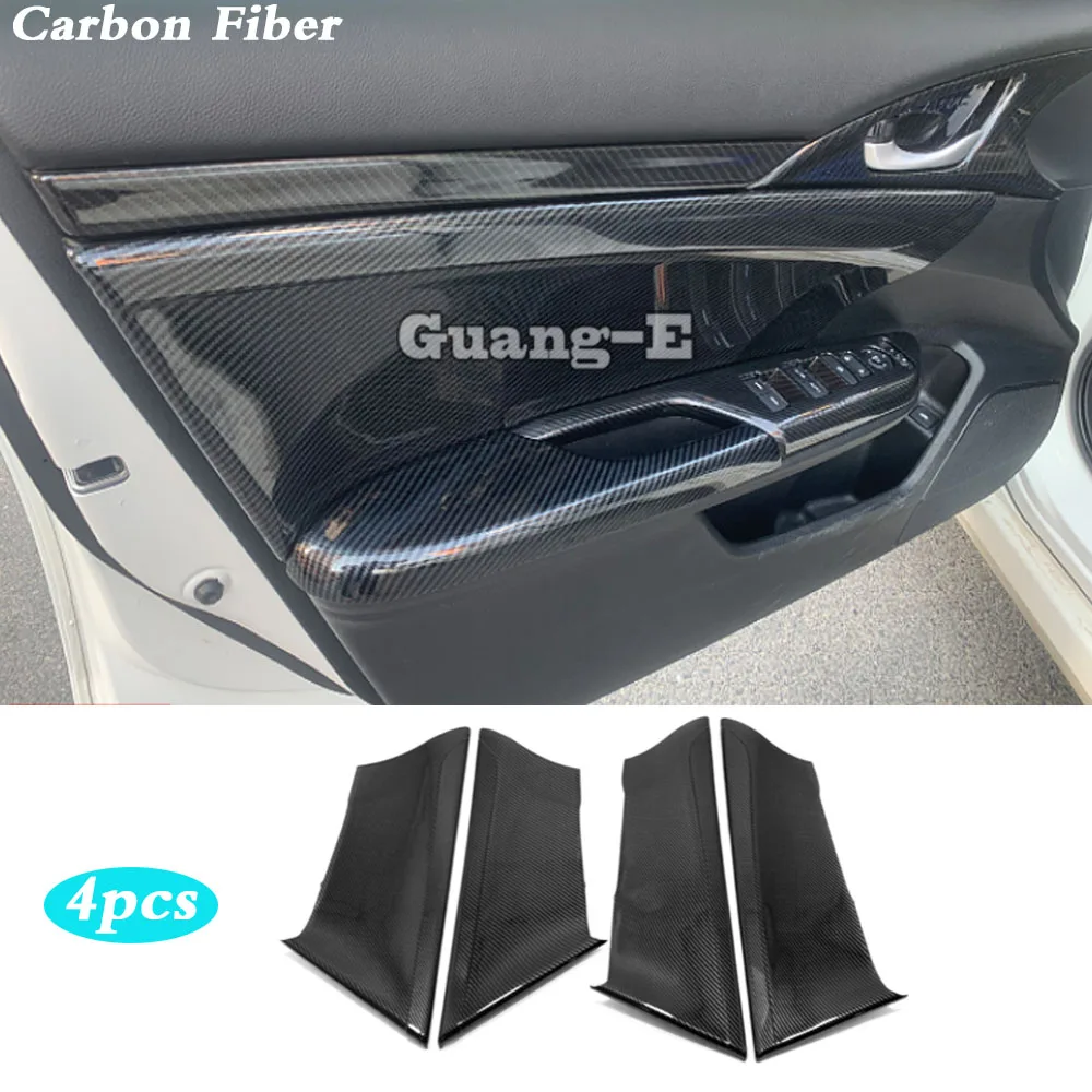 

Наклейка на панель внутренней двери автомобиля для Honda Civic 10, 2016, 2017, 2018, 2019, 2020, 2021, узор из углеродного волокна, украшение, отделка рамы