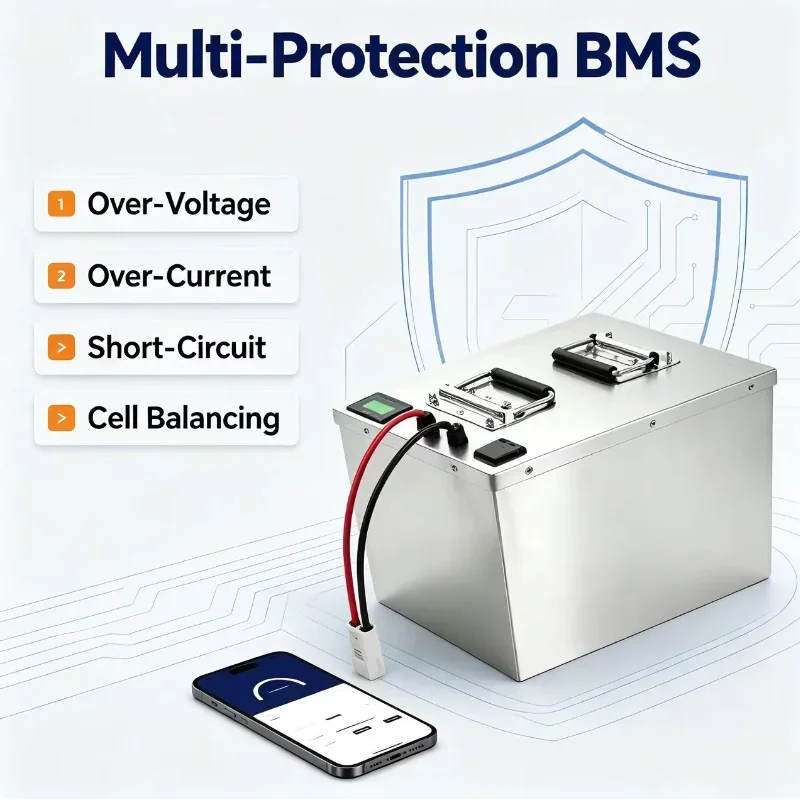 72V Rechargeable Grade A LiFePO4 Battery Unit,50Ah-250Ah, Integrated Smart BMS, Deep Cycle, for 3KW-14KW E-Vehicle & Outdoor Pow