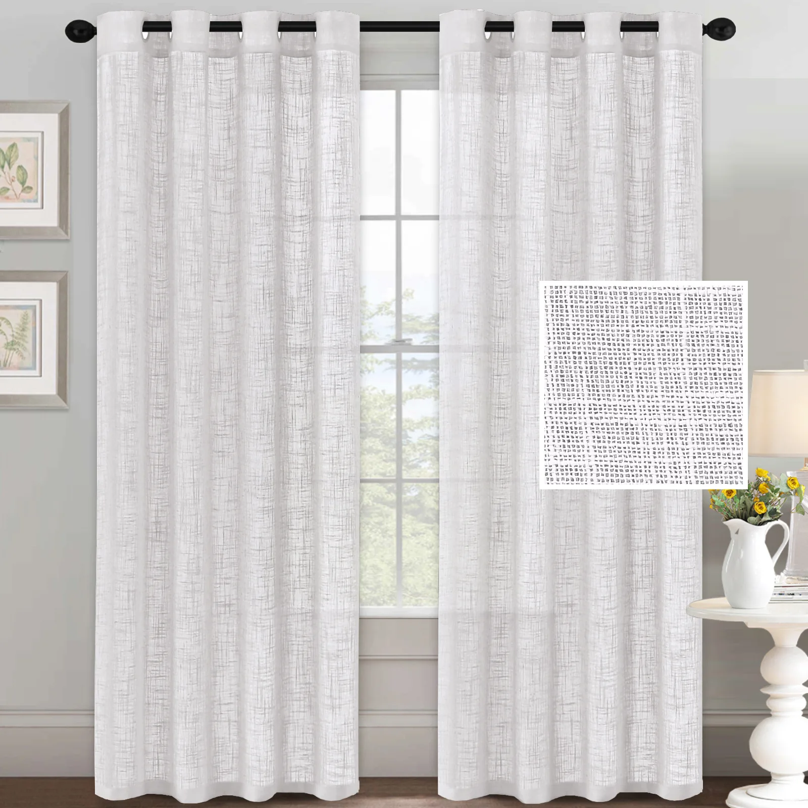 

Primary coarse hemp curtain plain coarse hemp window screen transparent curtain gauze simple semi-blackout curtain finished curt