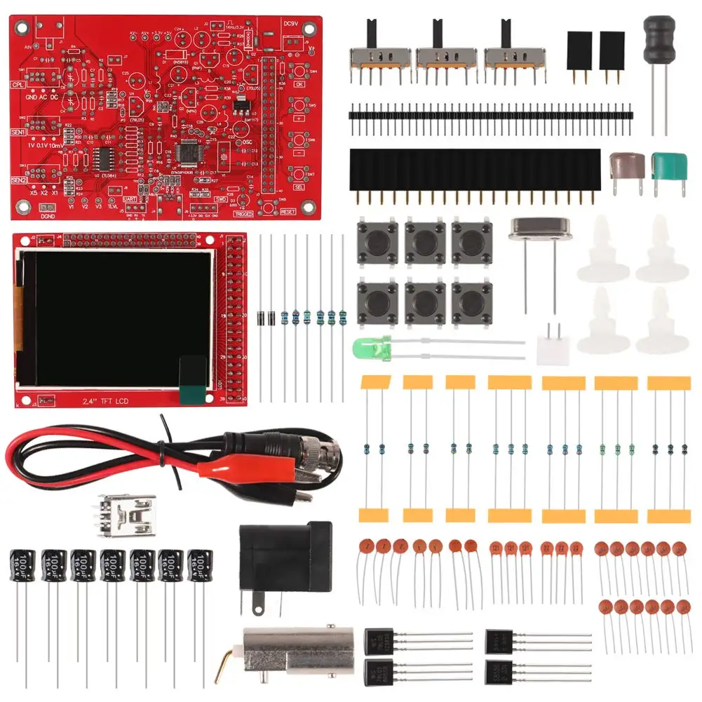 Fully Assembled Digital Oscilloscope LCD Display with Probe Test Clip Acrylic Case DIY Open Source DSO138 Oscilloscope