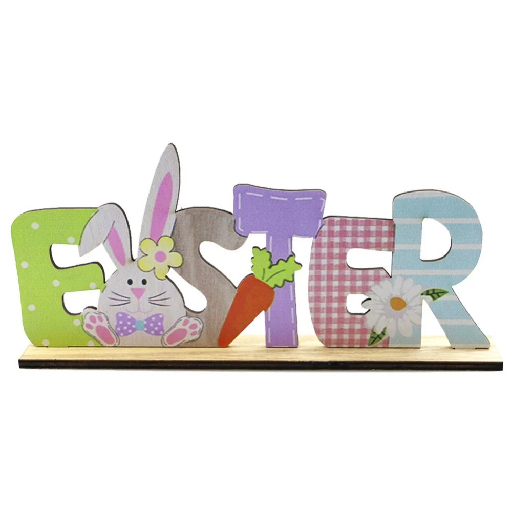 Spring Wood Dwarf Rabbit Easter Decoration For Kindergarten Nursery Decoration Vibrant Cute Children'S Favorite Table Decoration