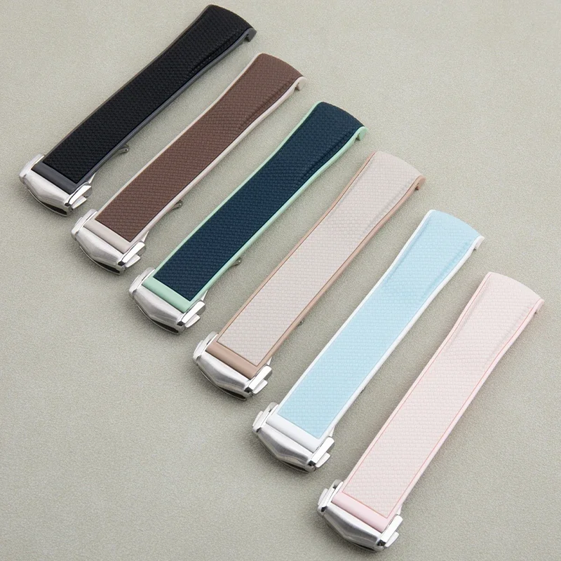 

Качественный мягкий натуральный двухцветный резиновый ремешок для часов для Omega X Swatch Joint MoonSwatch Celestial 20 мм браслет с изогнутым концом