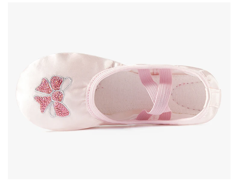 Kindertanzschuhe, Satin-Ballettschuhe mit weicher Sohle, Mädchen-Tanzschuhe für Körpertraining und Aufführungen, Rosa Tanzschuhe – Detail 8