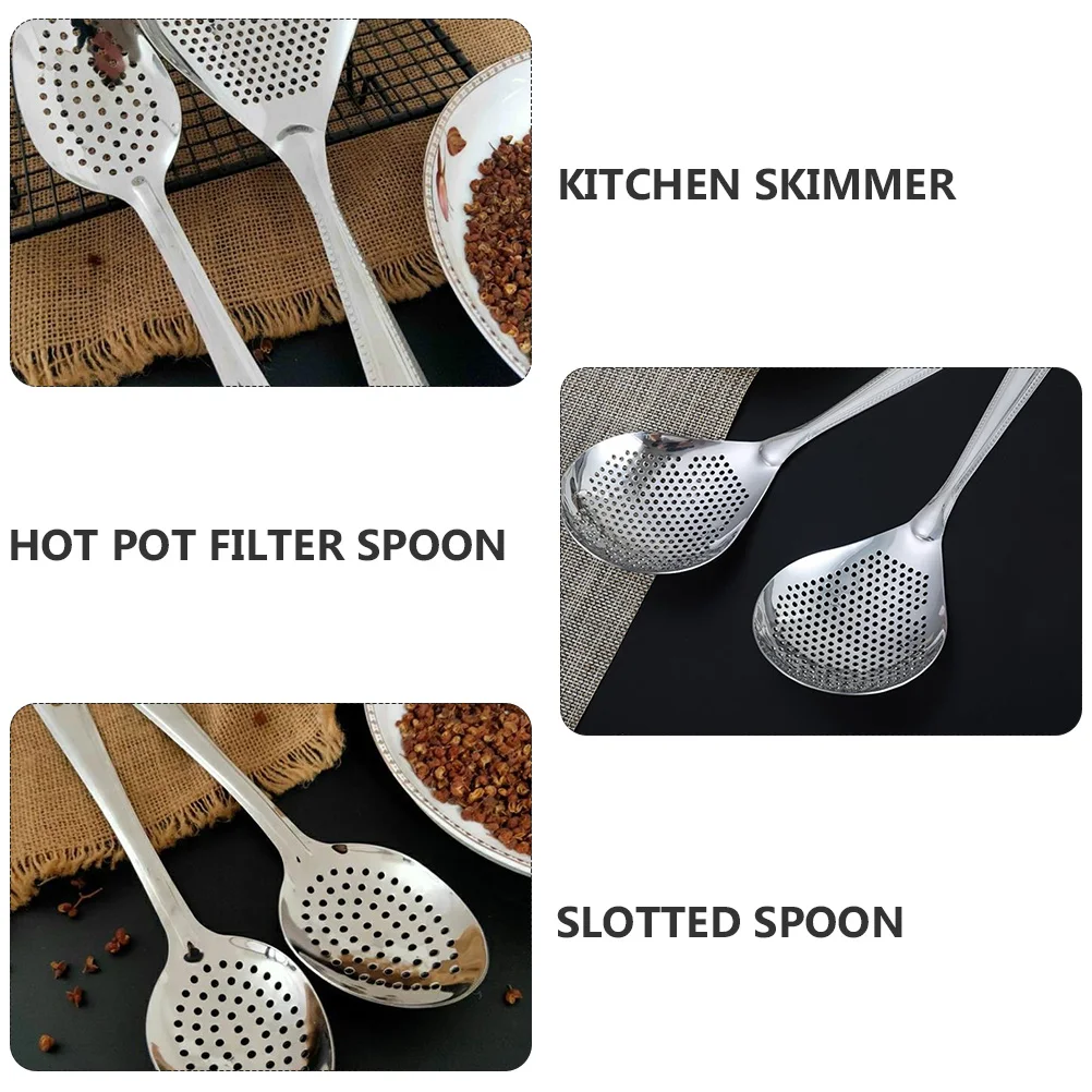 

Stainless Steel Slotted Spoon Large Head Filter Kitchen Tool Hot Pot Skimmer Safe Non Rust Cooking Utensil